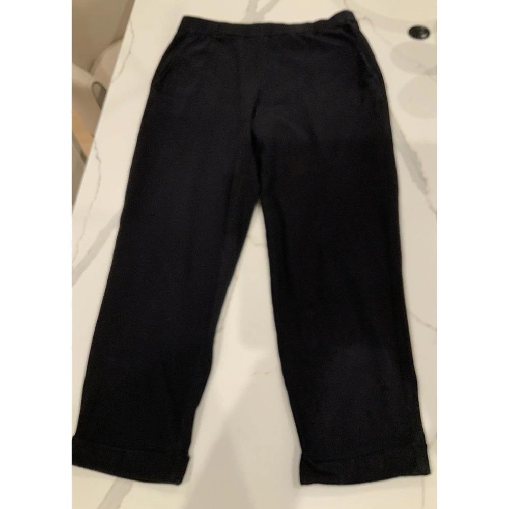 Eileenโ Fisher Lounge Pants S Black Ankle 25" Pockets Org Cotton Elastane Comfy